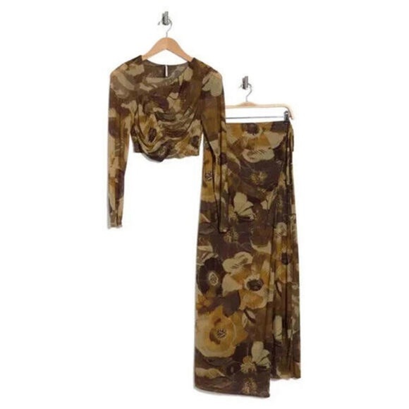 FREE PEOPLE Supernova Long Sleeve Top & Maxi Skirt Set multi SZ XL - Picture 2 of 8